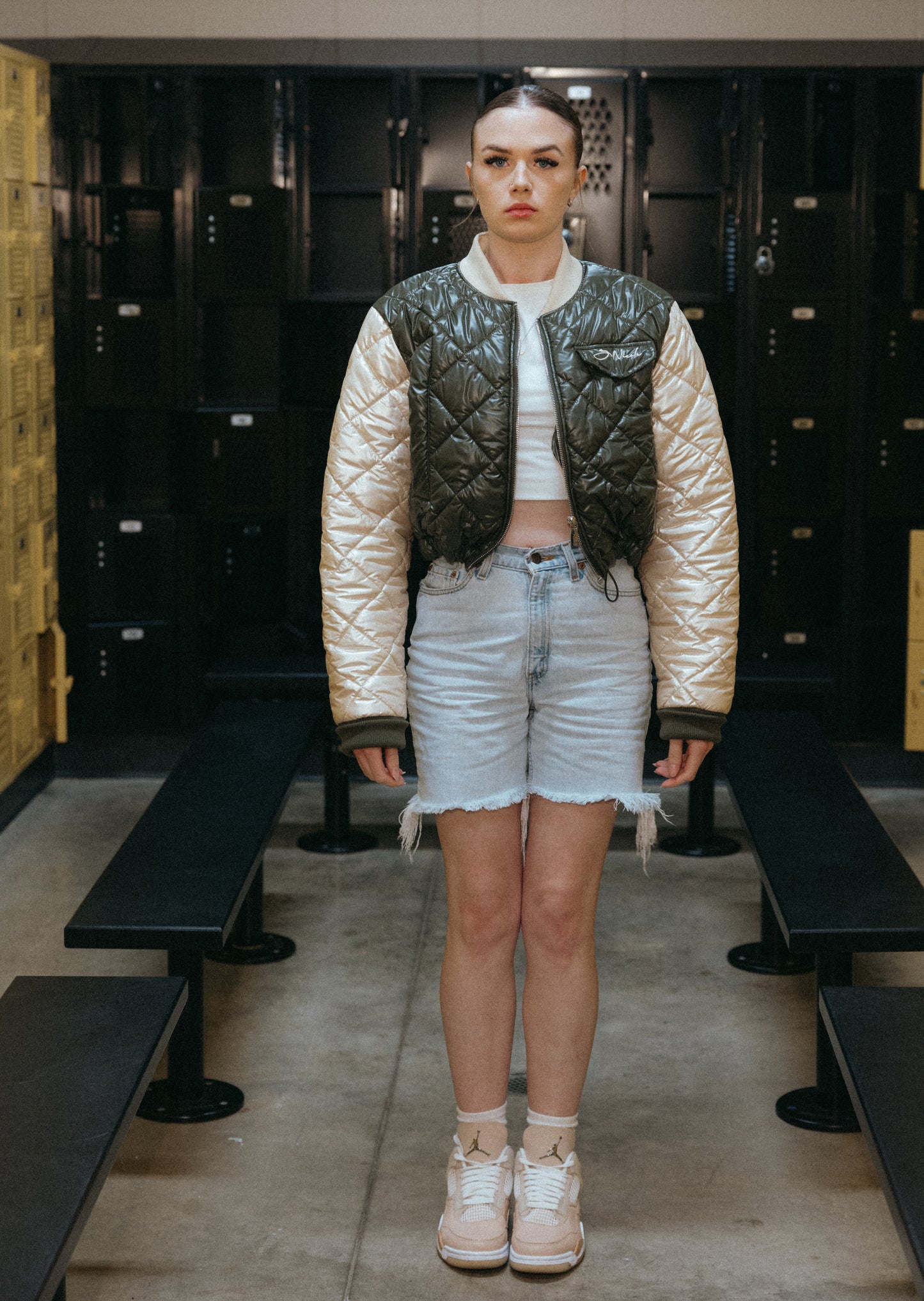 B. Nicole Cropped Puffer Pine *PRE ORDER*