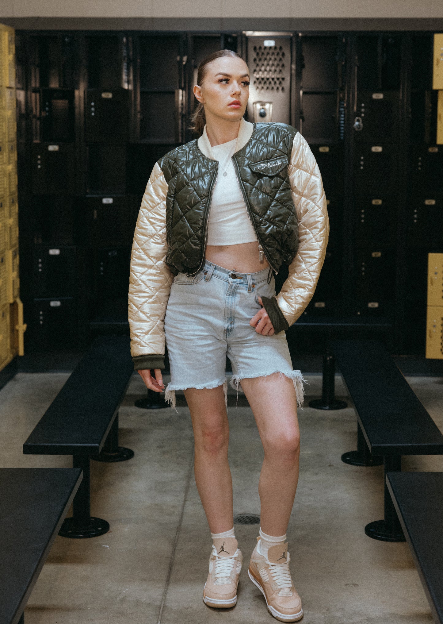 B. Nicole Cropped Puffer Pine *PRE ORDER*